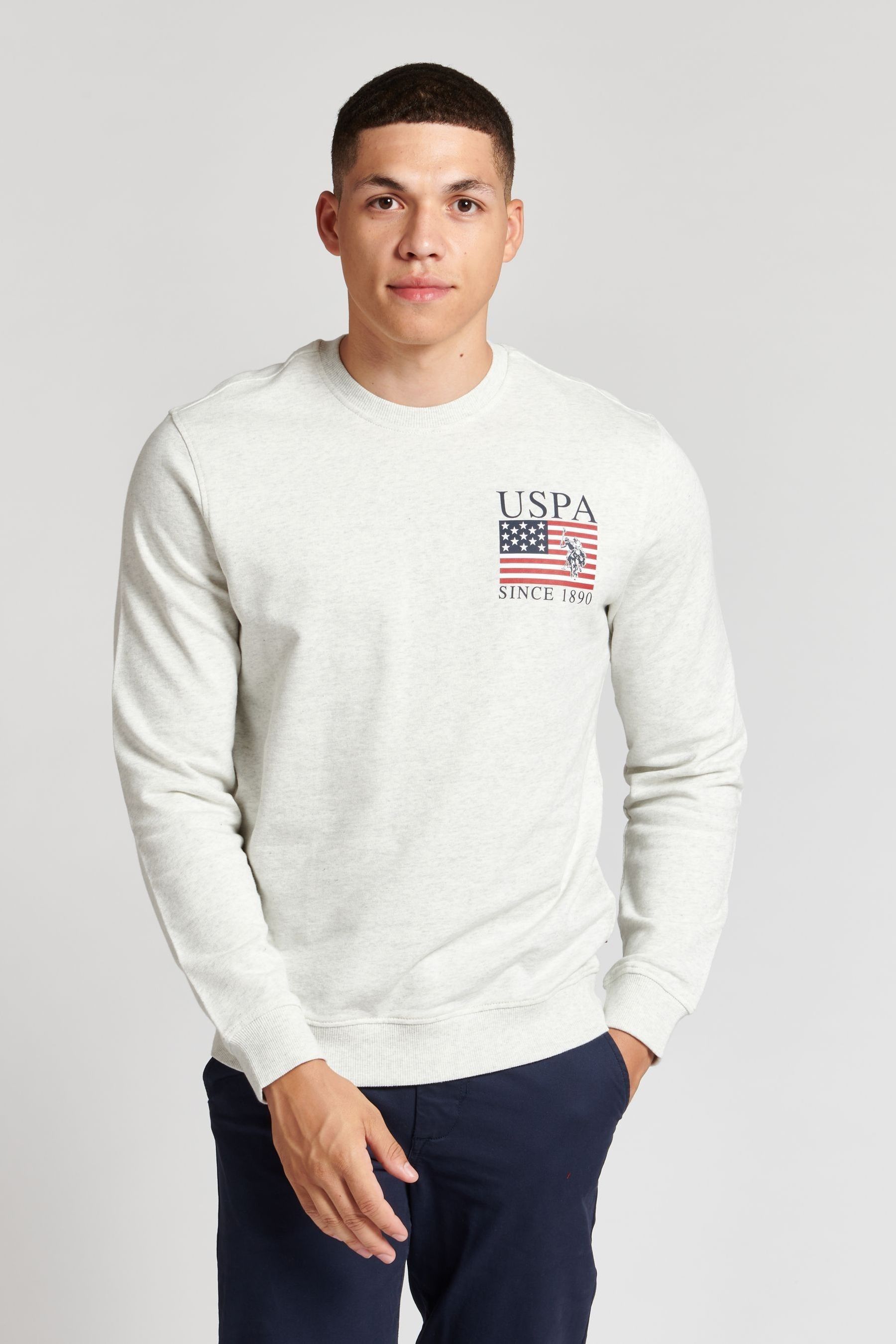 

Мужской винтажный спортивный топ USPA From 1890 Crew Sweat Top U.S. Polo Assn, серый