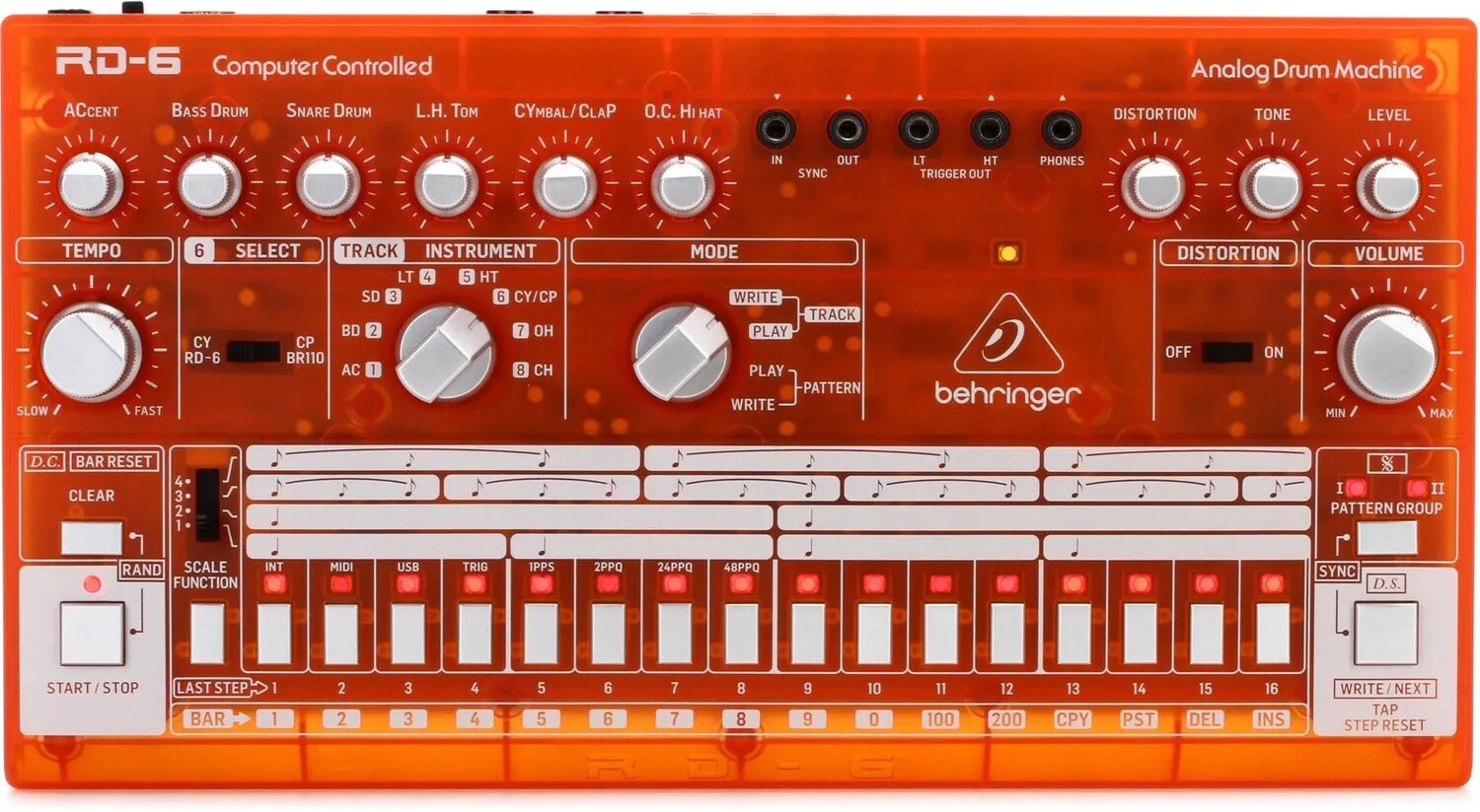 

Аналоговая драм-машина Behringer RD-6-TG — оранжевый полупрозрачный