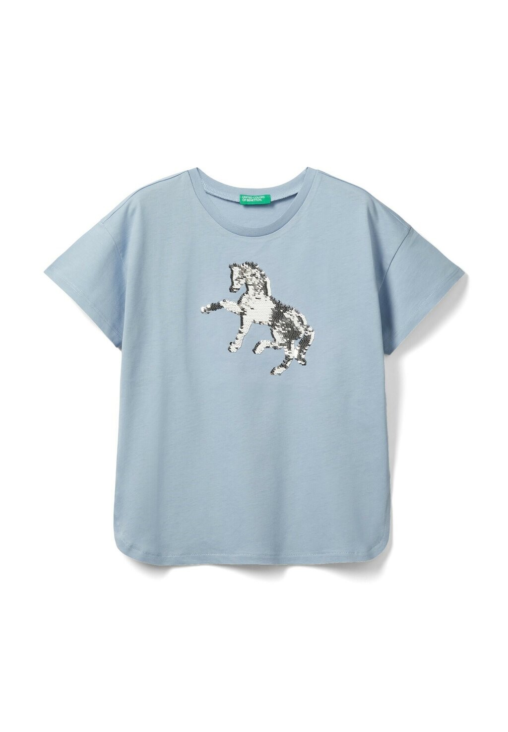

Футболка с принтом With Reversible Sequins United Colors of Benetton, синий