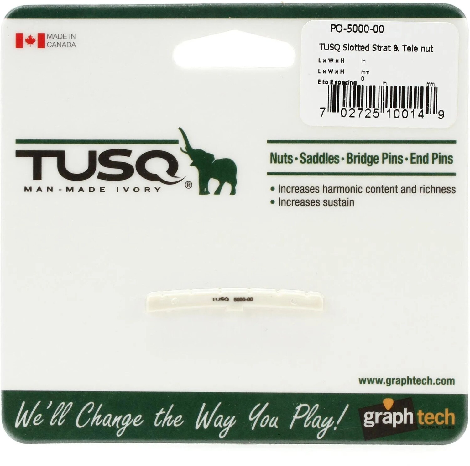 

Гайка для гитары Graph Tech Model 5000-00 с прорезями в стиле Fender — TUSQ