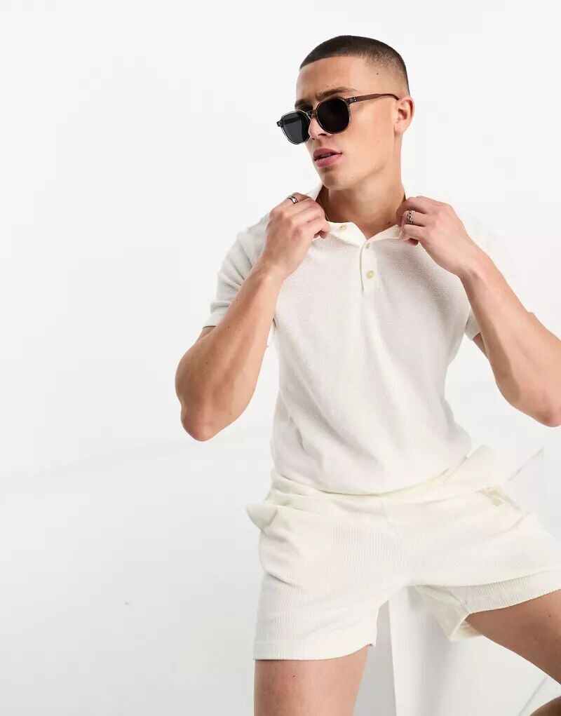 

Белая рубашка-поло из пике Jack & Jones Premium