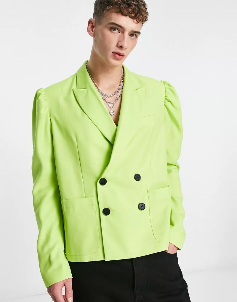 

Желтый пиджак с объемными рукавами ASOS