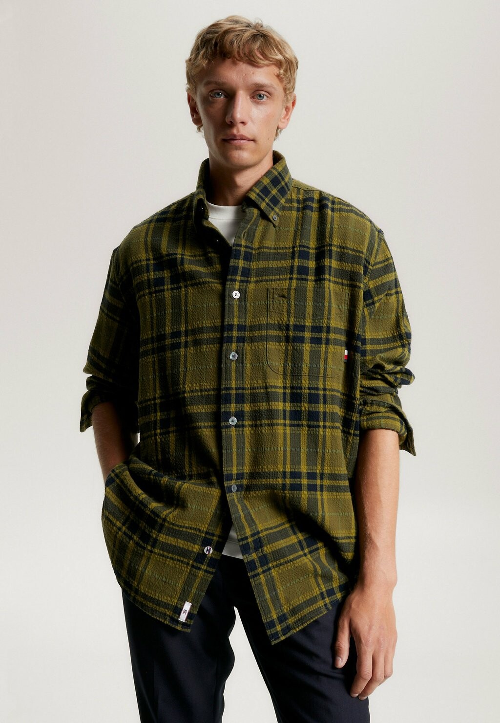 

Рубашка Tonal Tartan Tommy Hilfiger, цвет putting green multi