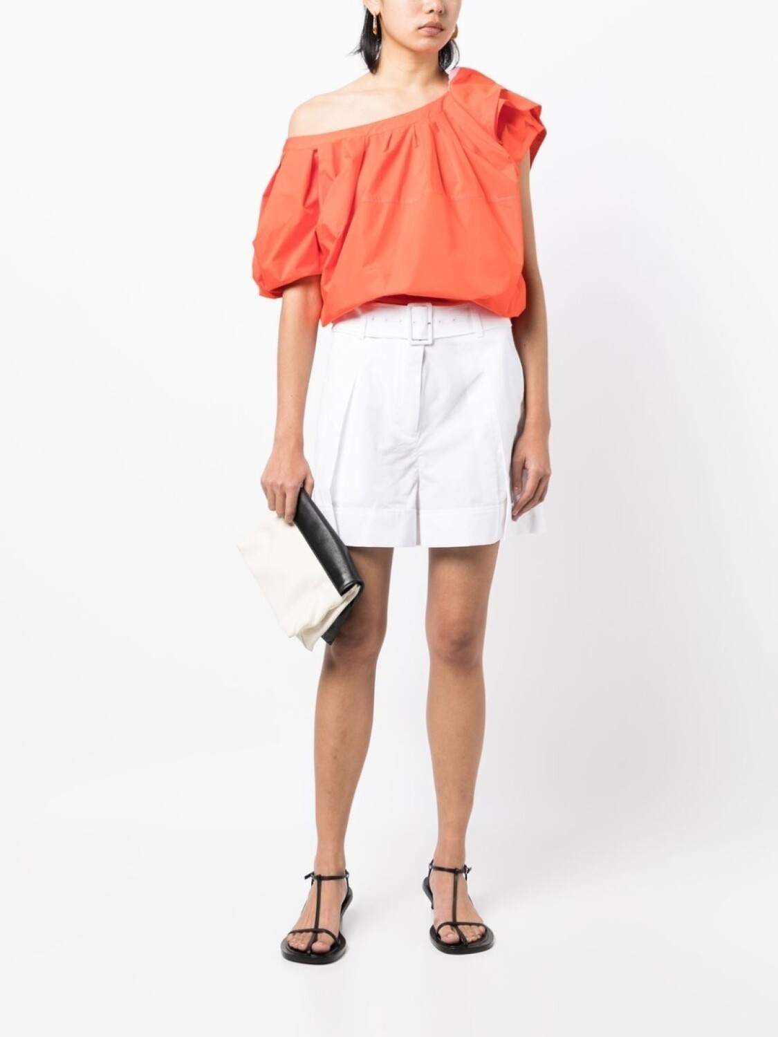 

3.1 Phillip Lim блузка с открытыми плечами и сборками, оранжевый