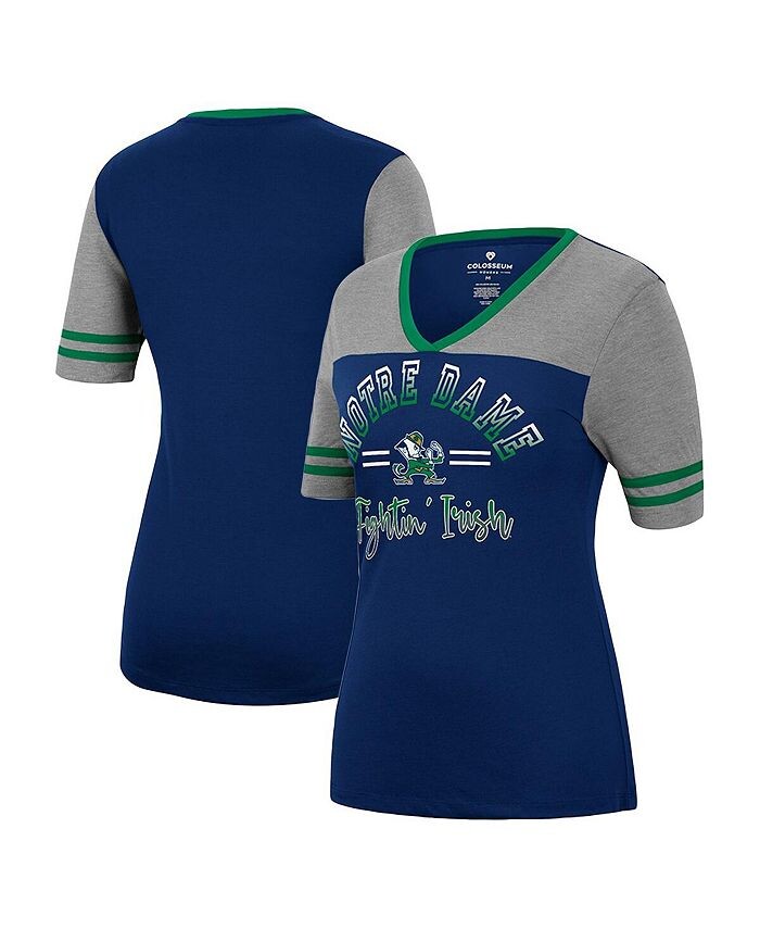 

Женская темно-серая футболка с v-образным вырезом Notre Dame Fighting Irish There You Are Colosseum, синий