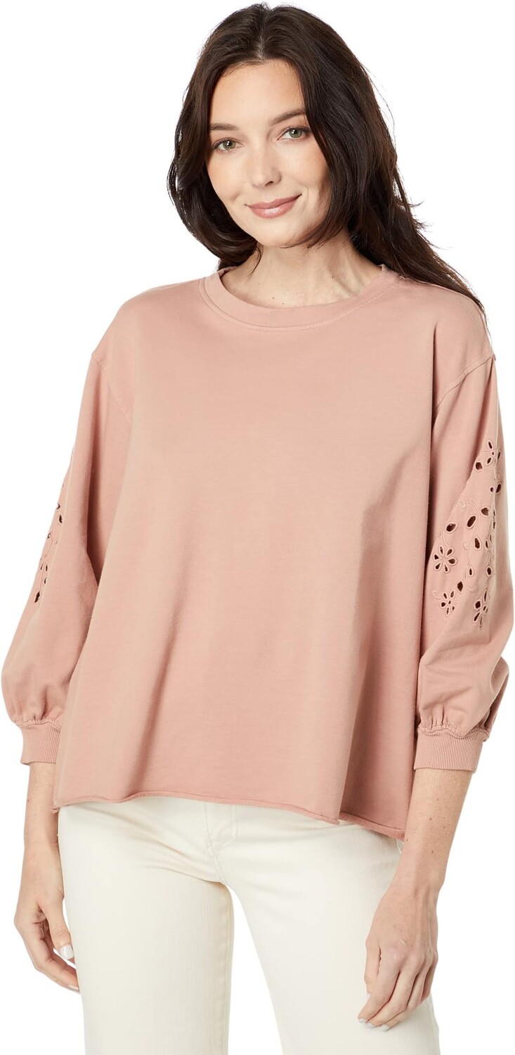 

Толстовка Lightweight French Terry 3/4 Puffed Sleeve Crew Neck Top with Cutout Detail Mod-o-doc, цвет Whisper Clay