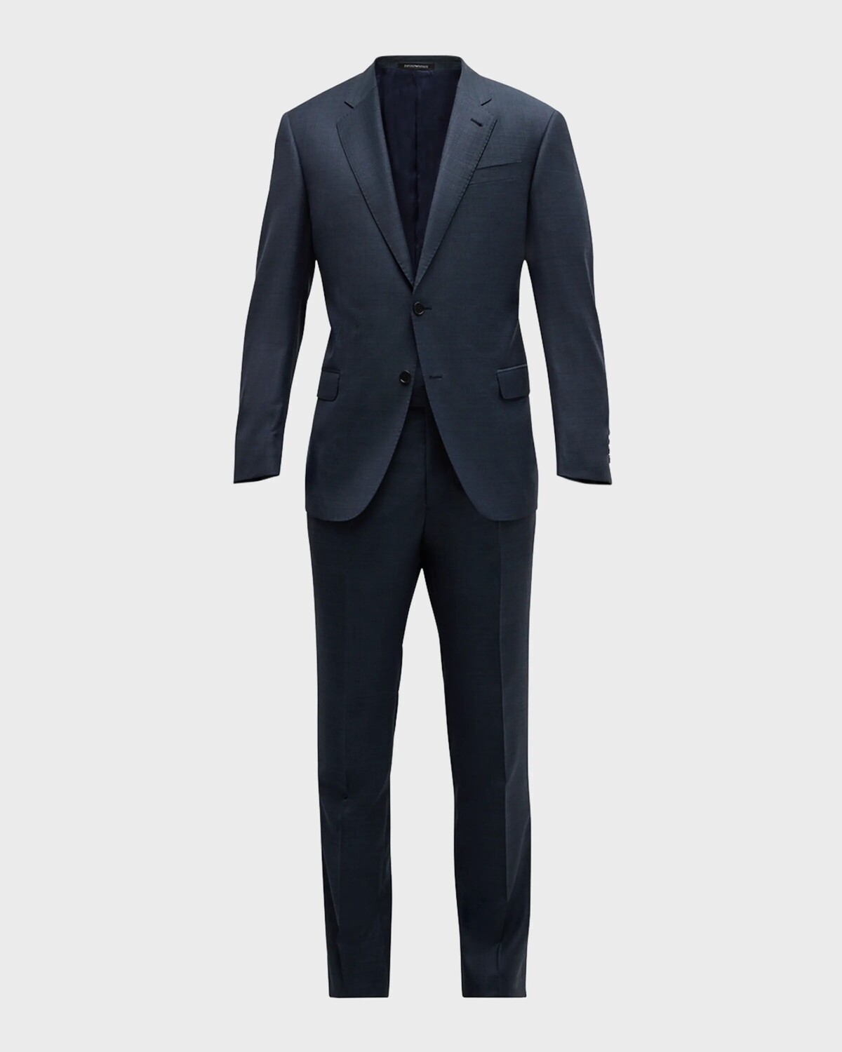 

Мужской меланжевый шерстяной костюм Emporio Armani, цвет Blue Navy