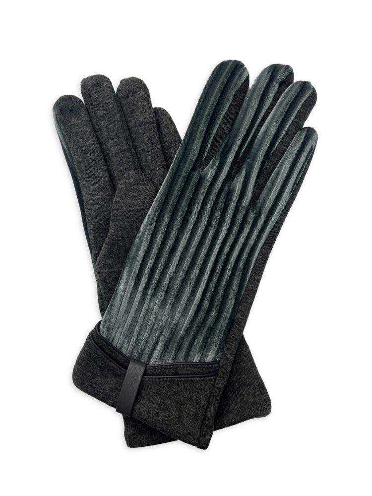 Ребристые бархатные перчатки с бантом Marcus Adler, серый