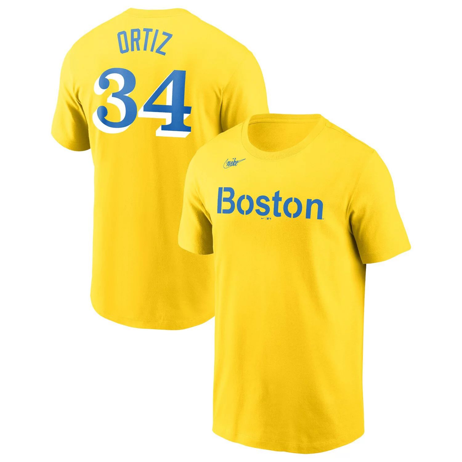 

Мужская футболка David Ortiz Gold Boston Red Sox с именем и номером Nike