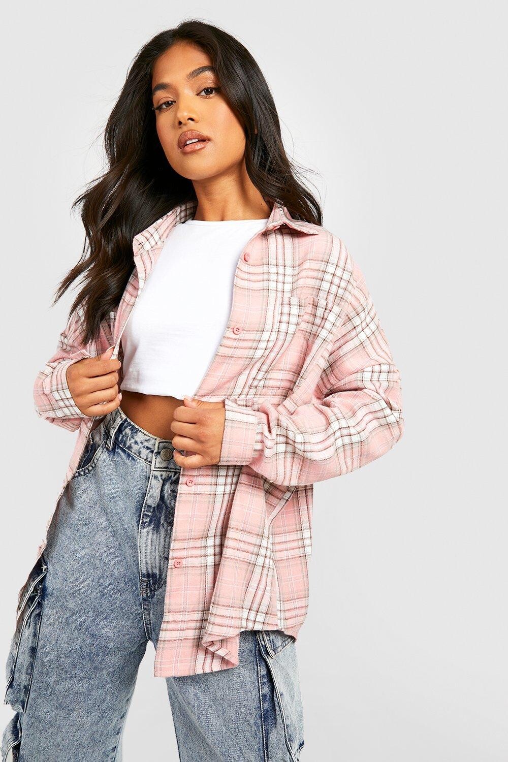 

Маленькая фланелевая рубашка Boohoo, розовый