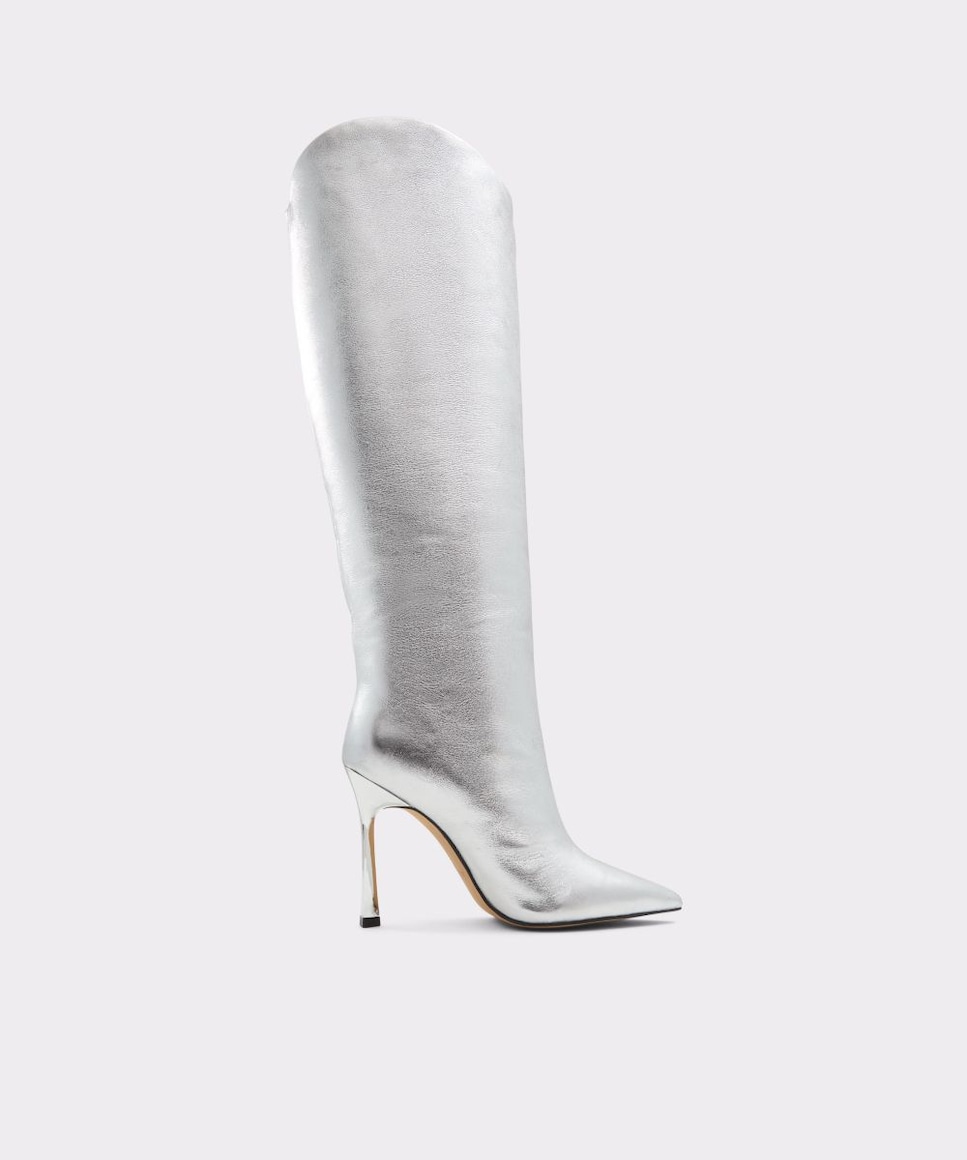 Женские кожаные ботинки с острым носком Aldo, серебро