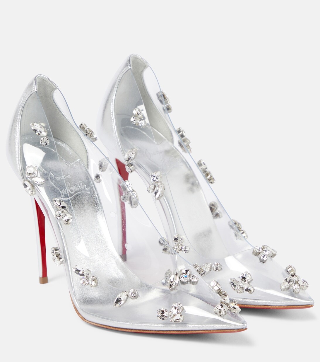 

Декорированные туфли-лодочки Degraqueen из ПВХ Christian Louboutin, серебряный, Серый