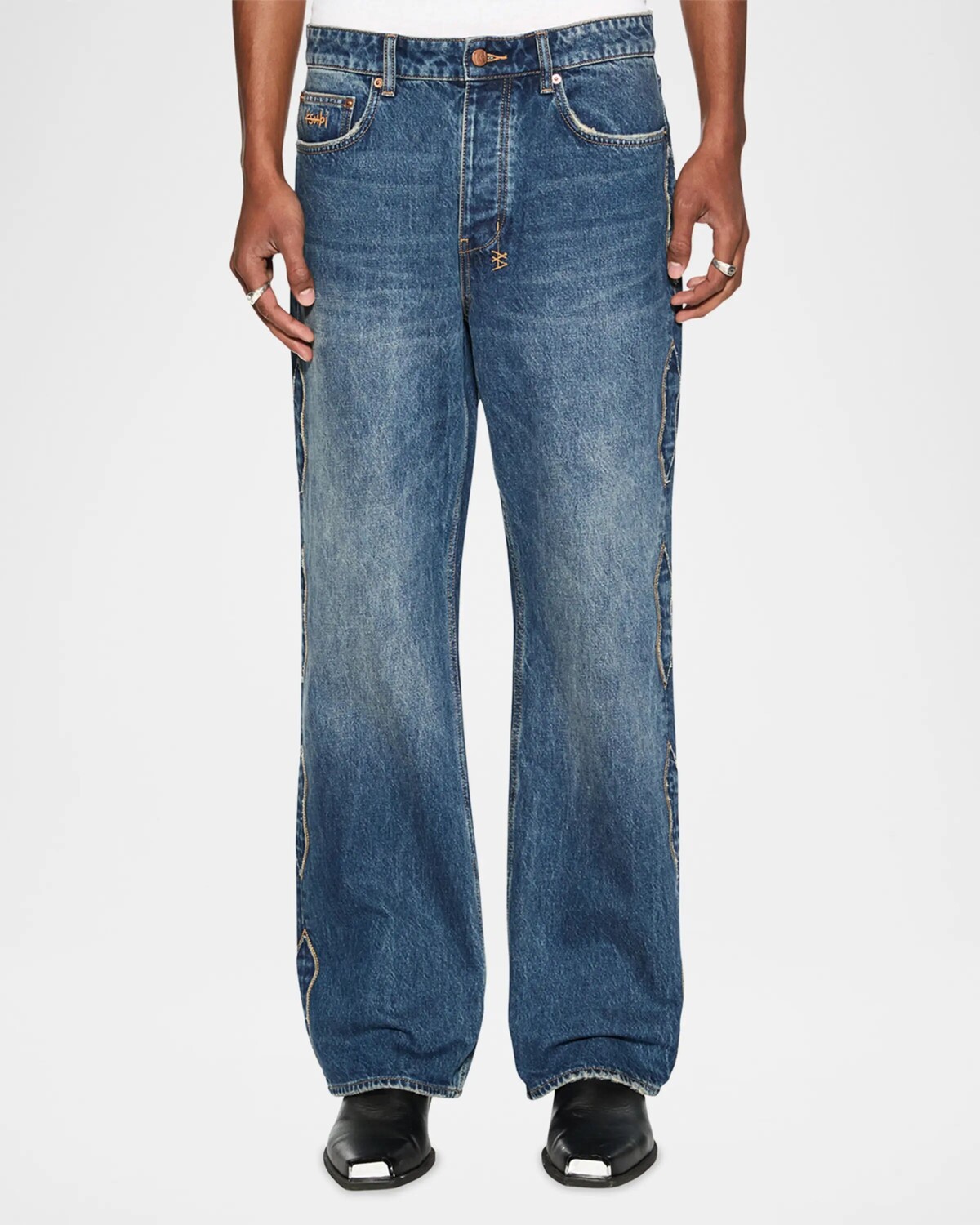 

Мужские джинсы Bronko с веревкой на двойном пуху Ksubi, цвет Denim