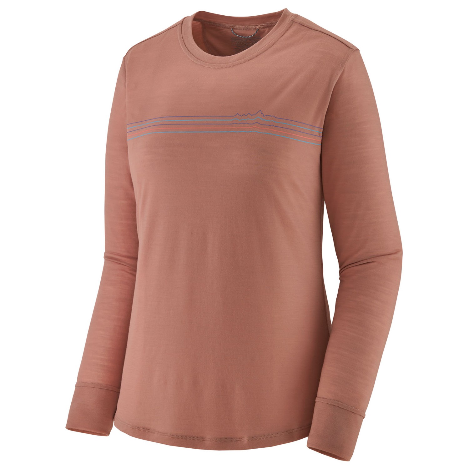 Рубашка из мериноса Patagonia Women's L/S Cap Cool Merino Graphic Shirt, цвет Fitz Roy Fader/Terra Pink