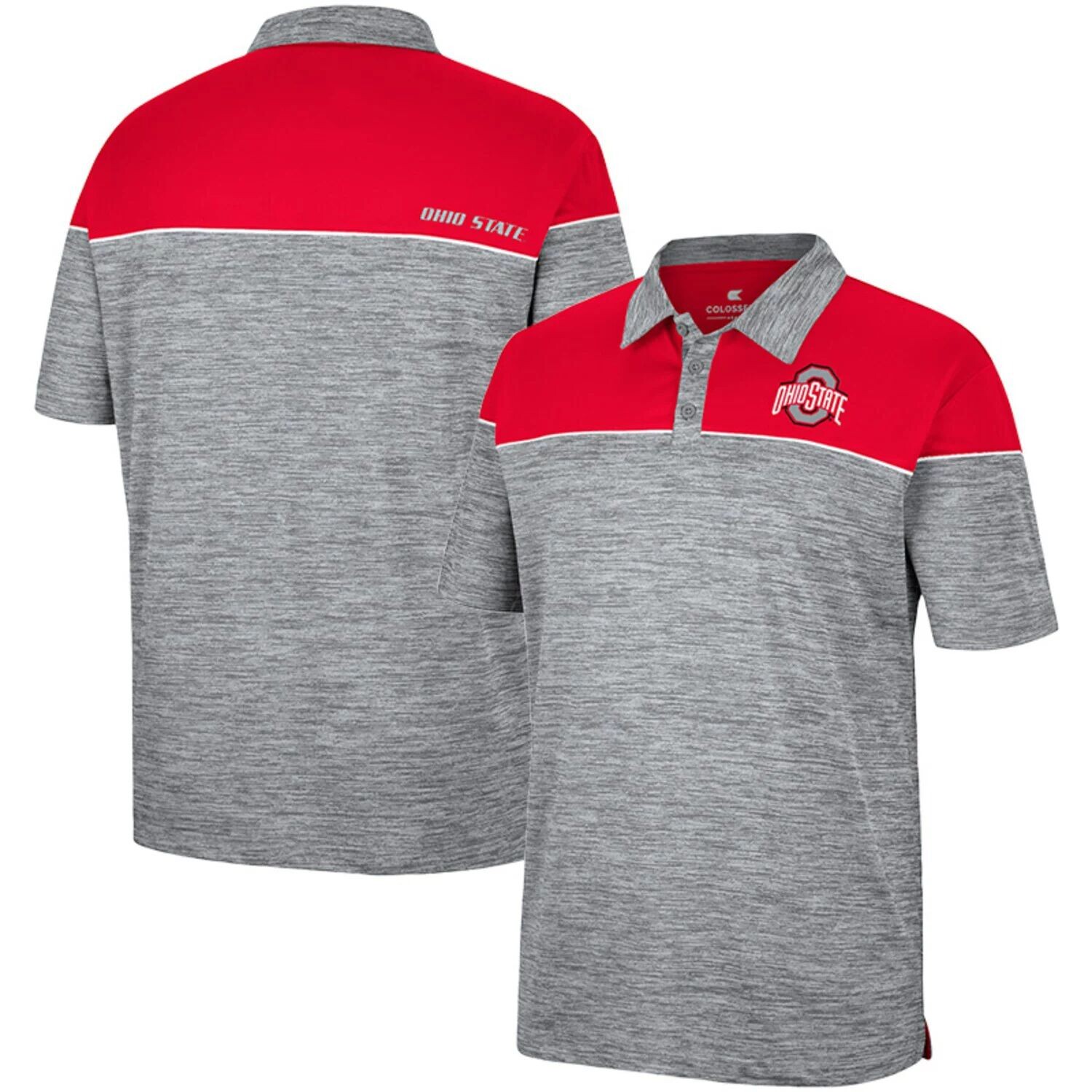 

Мужская футболка-поло Colosseum Heathered Grey/Scarlet Ohio State Buckeyes Birdie