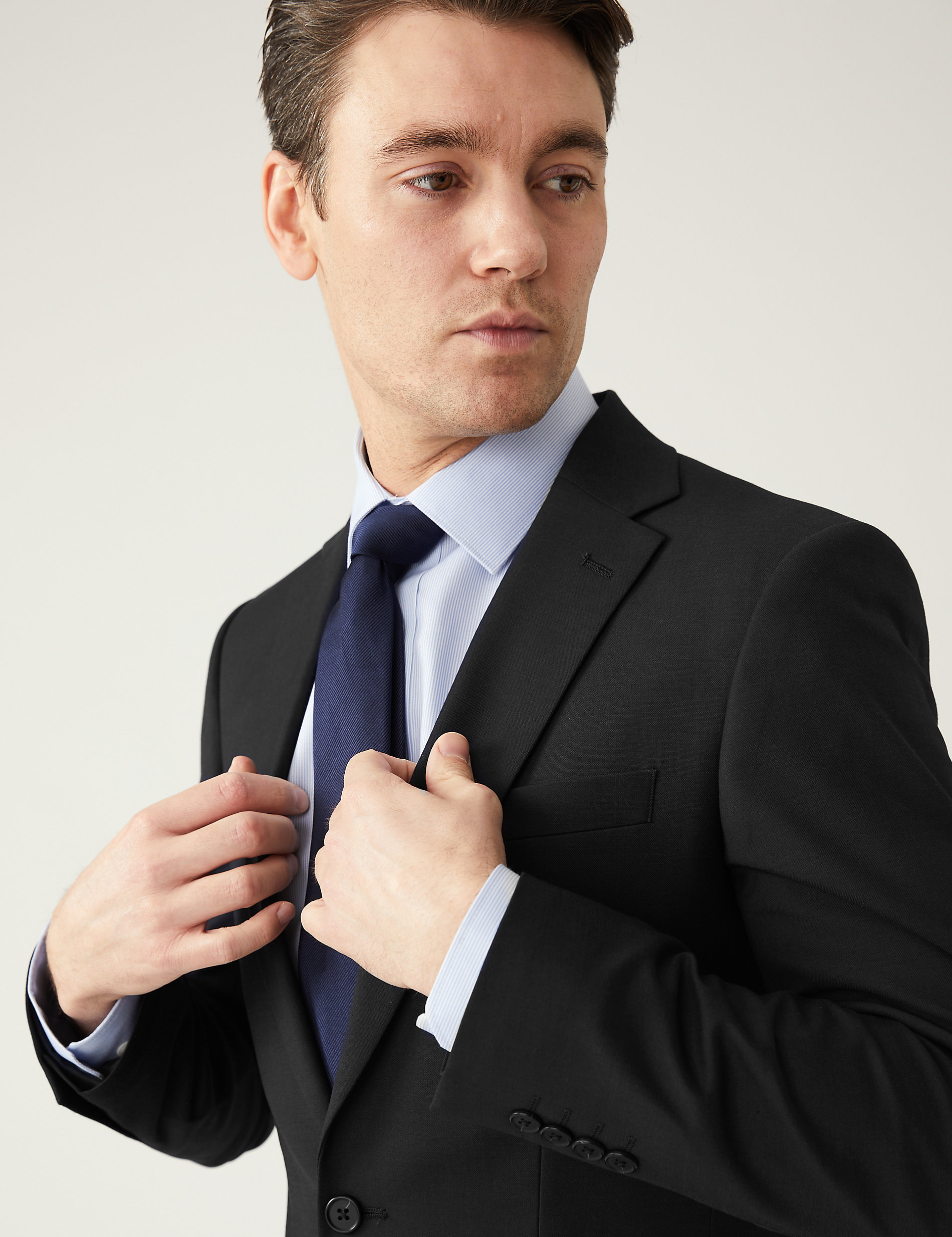 Эластичный пиджак приталенного кроя Marks & Spencer, черный