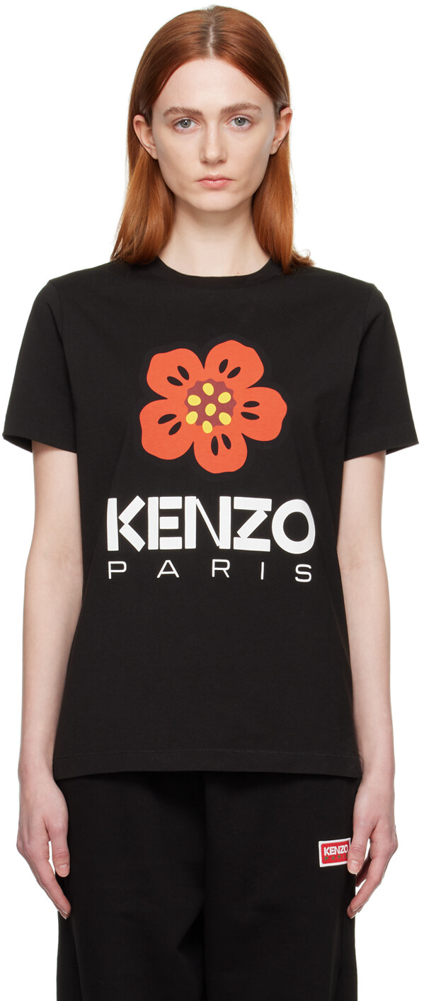 

Черная футболка с цветочным узором Paris Boke Kenzo, Черный