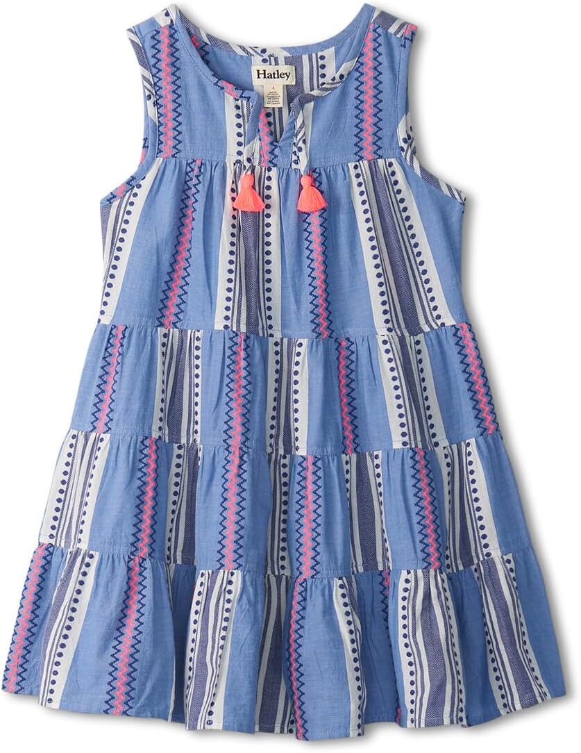 

Платье Hatley Kids Boho Stripe Layered Tiered Dress, синий