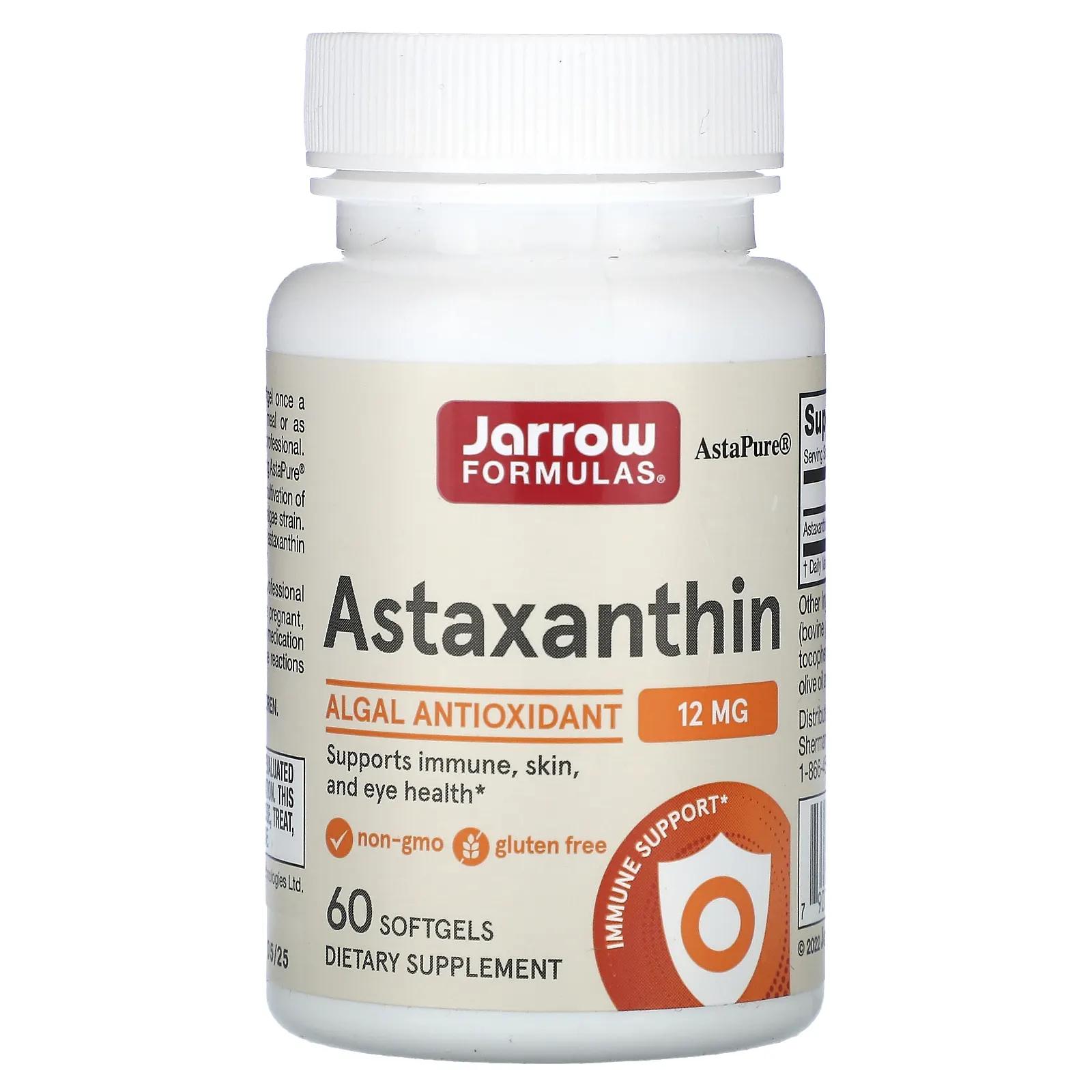 Jarrow Formulas Астаксантин 12 мг 60 мягких желатиновых капсул астаксантин тройной концентрации 12 мг 60 капсул sports research