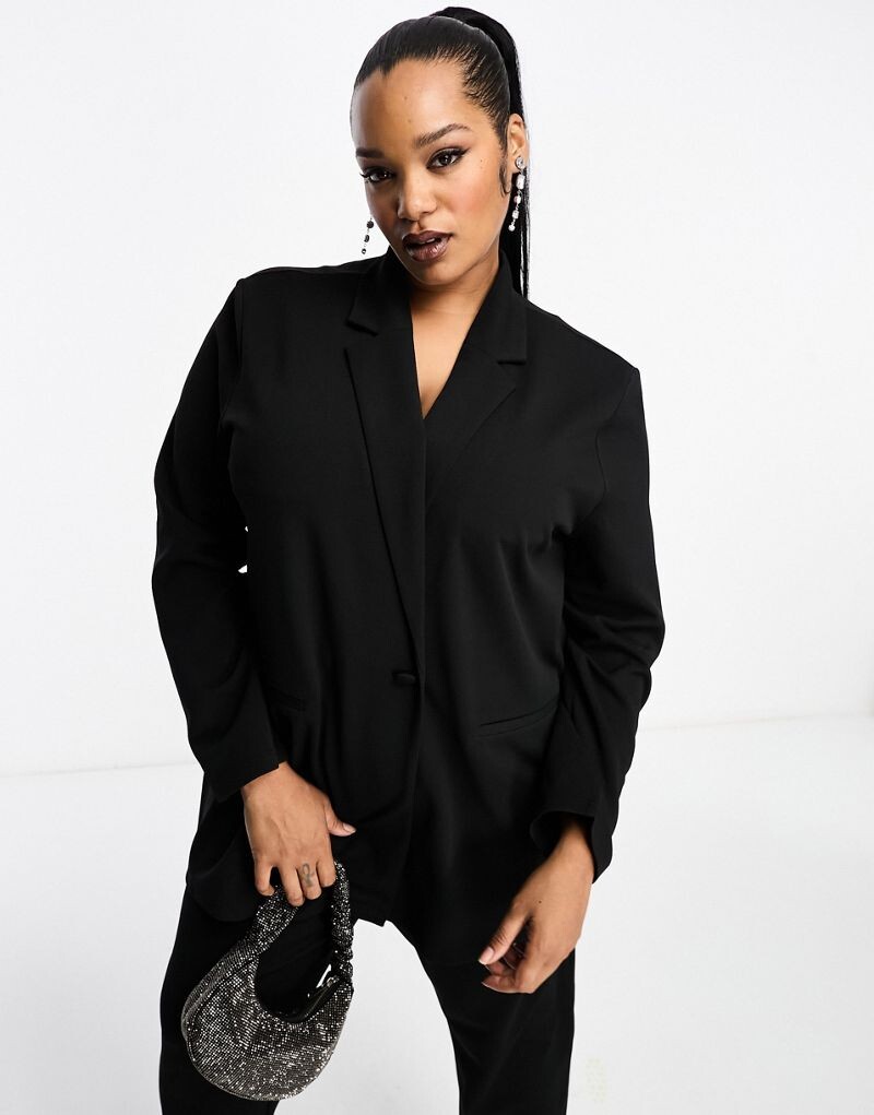 

Черный костюм из джерси свободного кроя ASOS DESIGN Curve