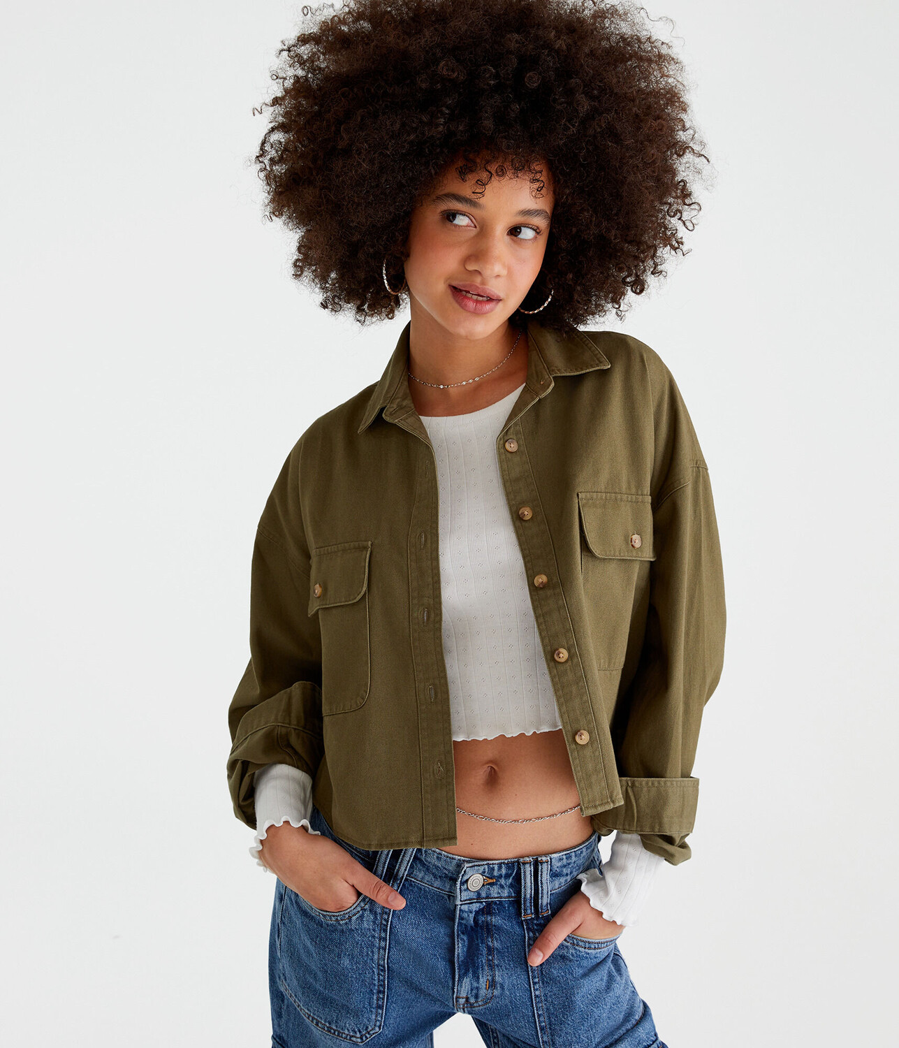 

Свободная куртка-рубашка Aeropostale, зеленый