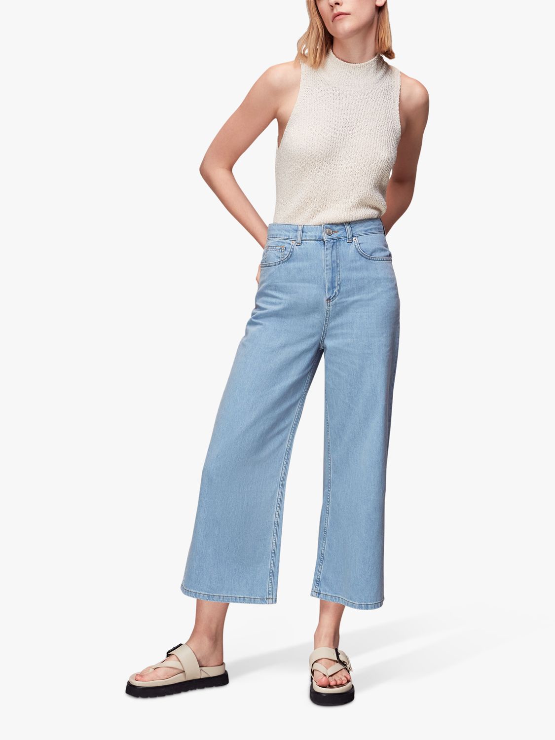Укороченные джинсы Whistles с широкими штанинами, светло-голубые