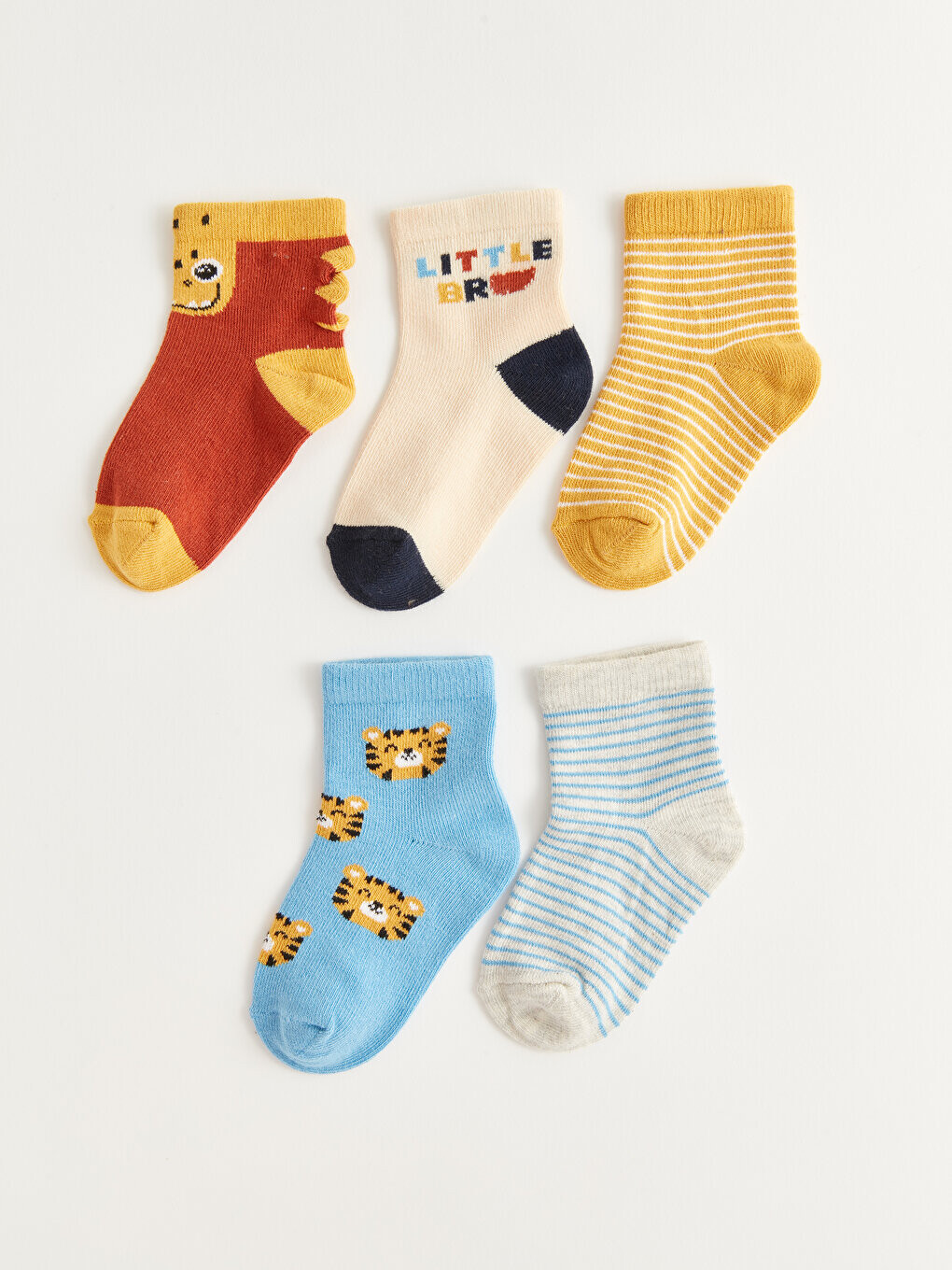 

Носки для мальчика с принтом, набор из 5 шт. LCW baby, корица