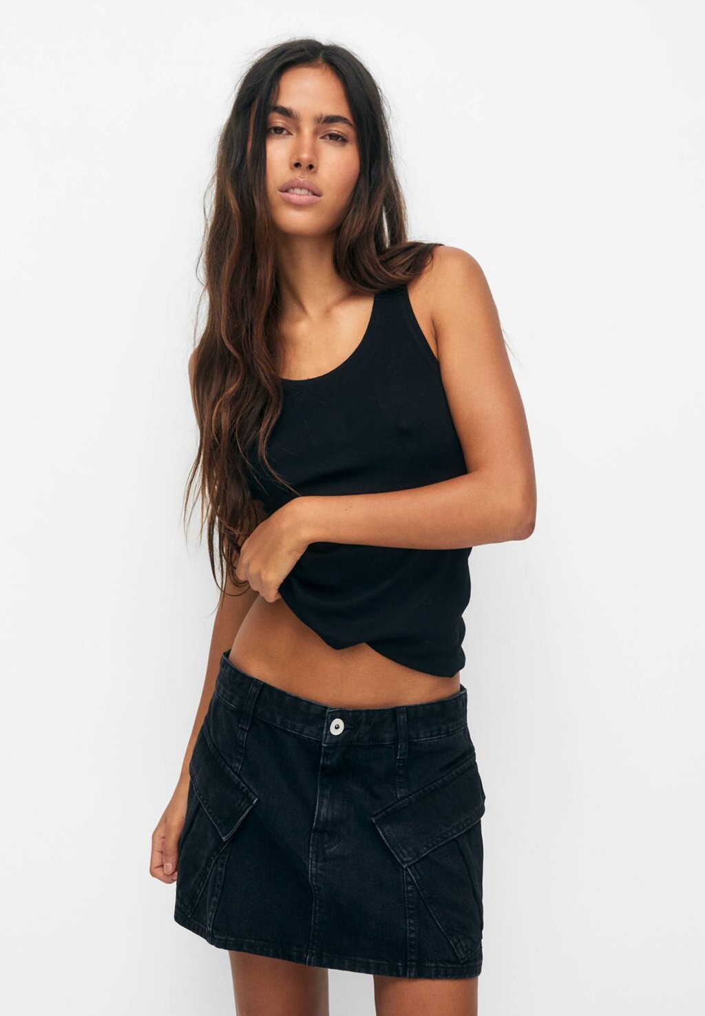 

Юбка А-силуэта PULL&BEAR, черный