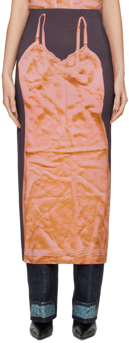 Серо-оранжевая длинная юбка Chiara Miaou