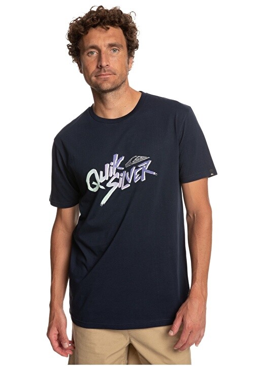 

Темно-синяя мужская футболка с круглым вырезом Quiksilver, Синий