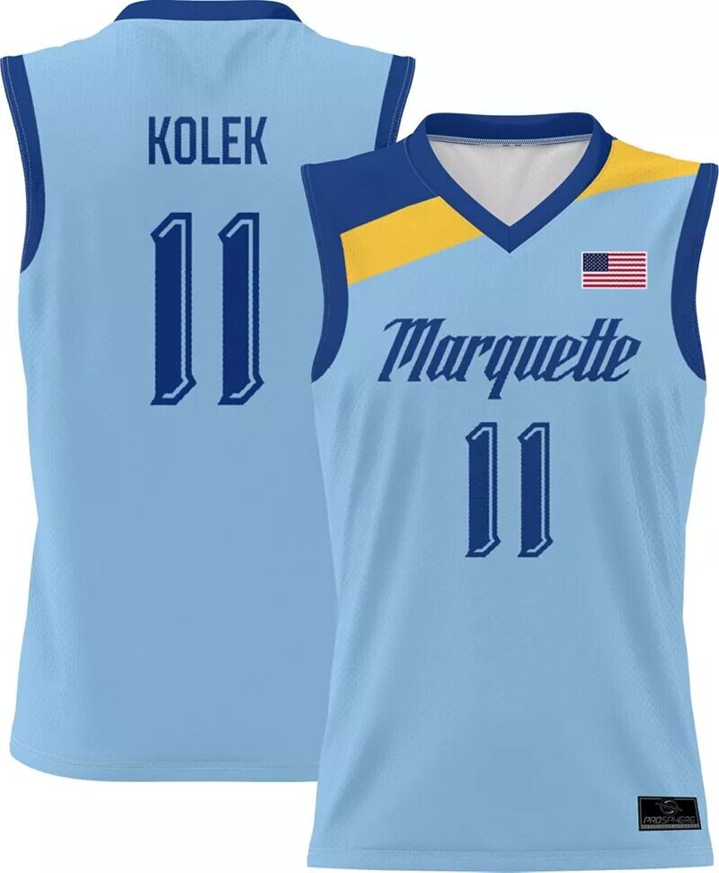 

Prosphere Youth Marquette Golden Eagles # 11 Синий Тайлер Колек Альтернативная полностью сублимированная баскетбольная майка