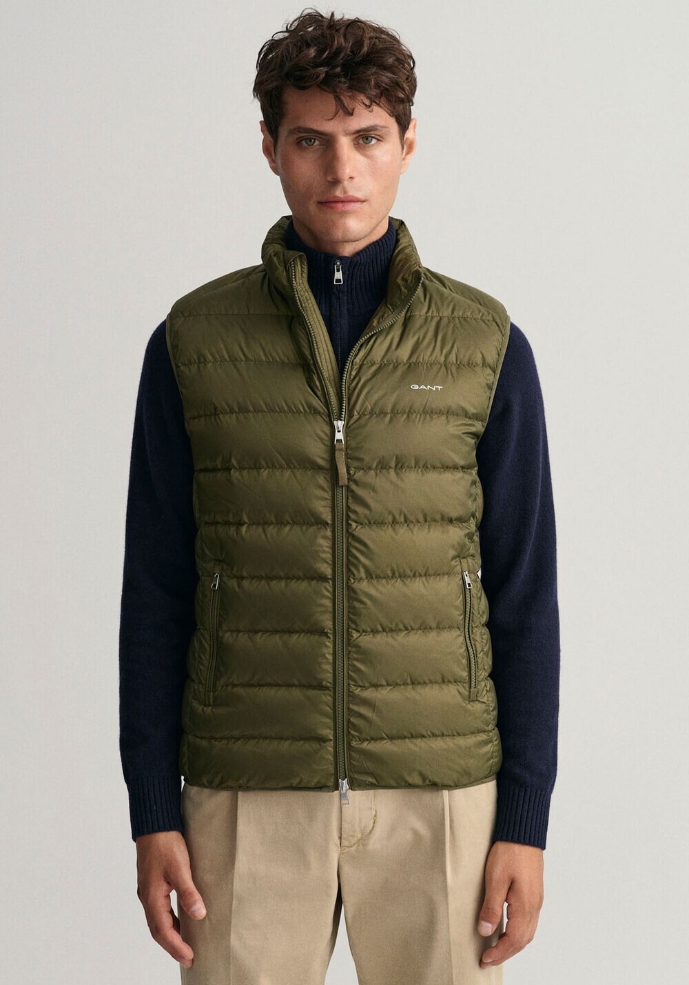 

Жилет Gant, оливковое, Зеленый
