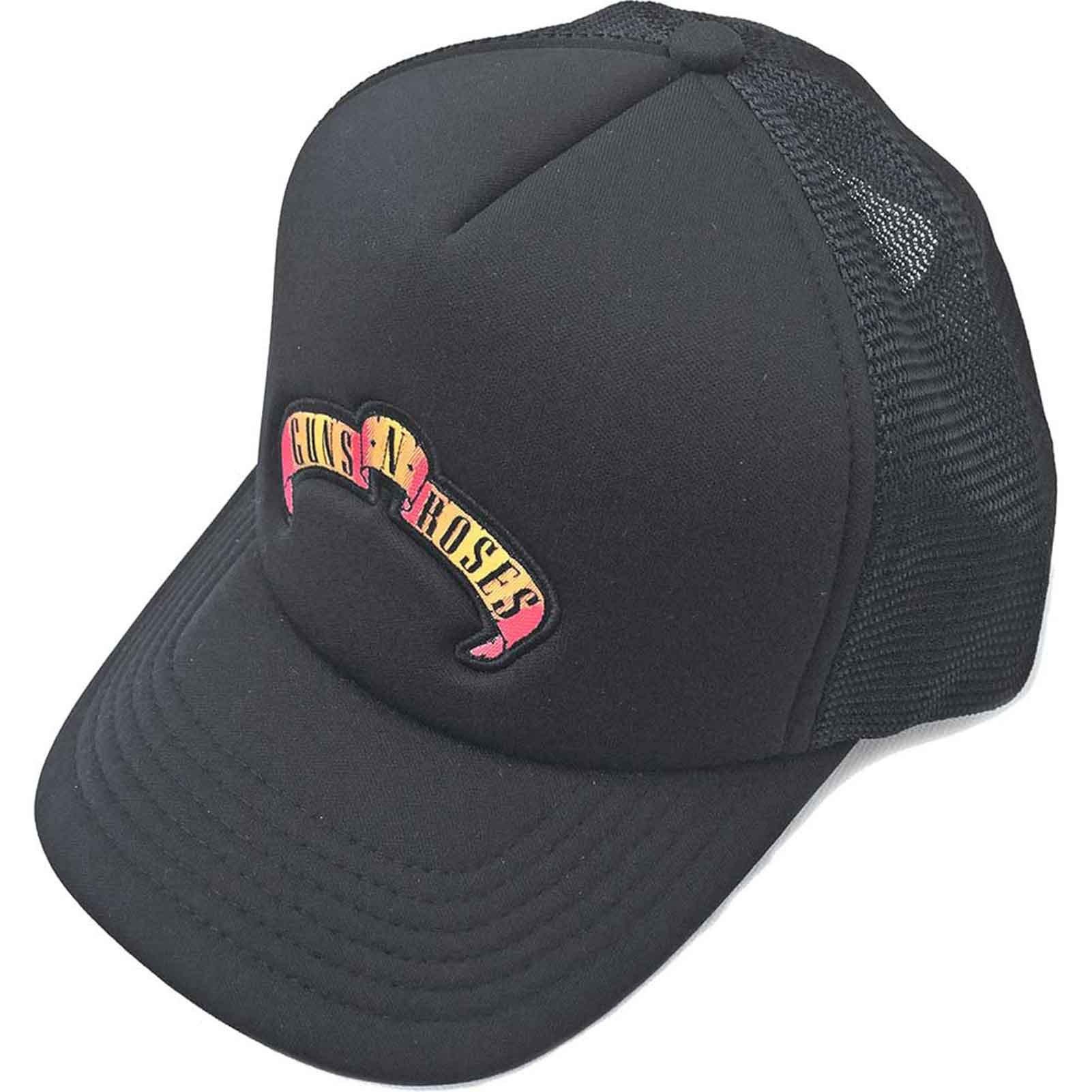 Бейсболка Trucker с полосой прокрутки и логотипом Guns N Roses, черный бейсболка кепка камуфляжная с желтым принтом guns n’ roses 88