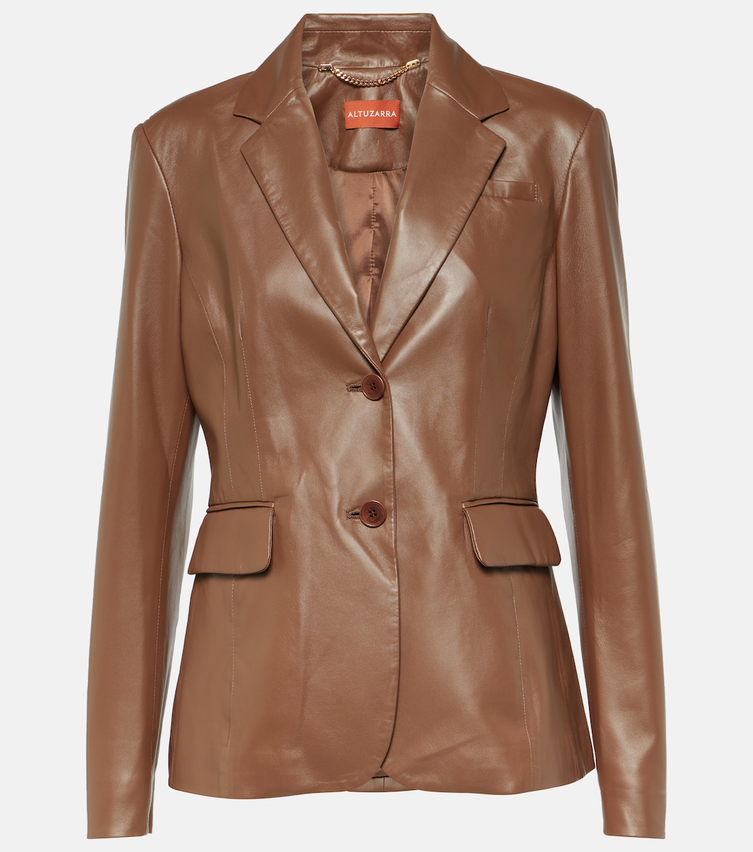 Кожаный пиджак fenice Altuzarra, коричневый кожаный пиджак sosandar коричневый