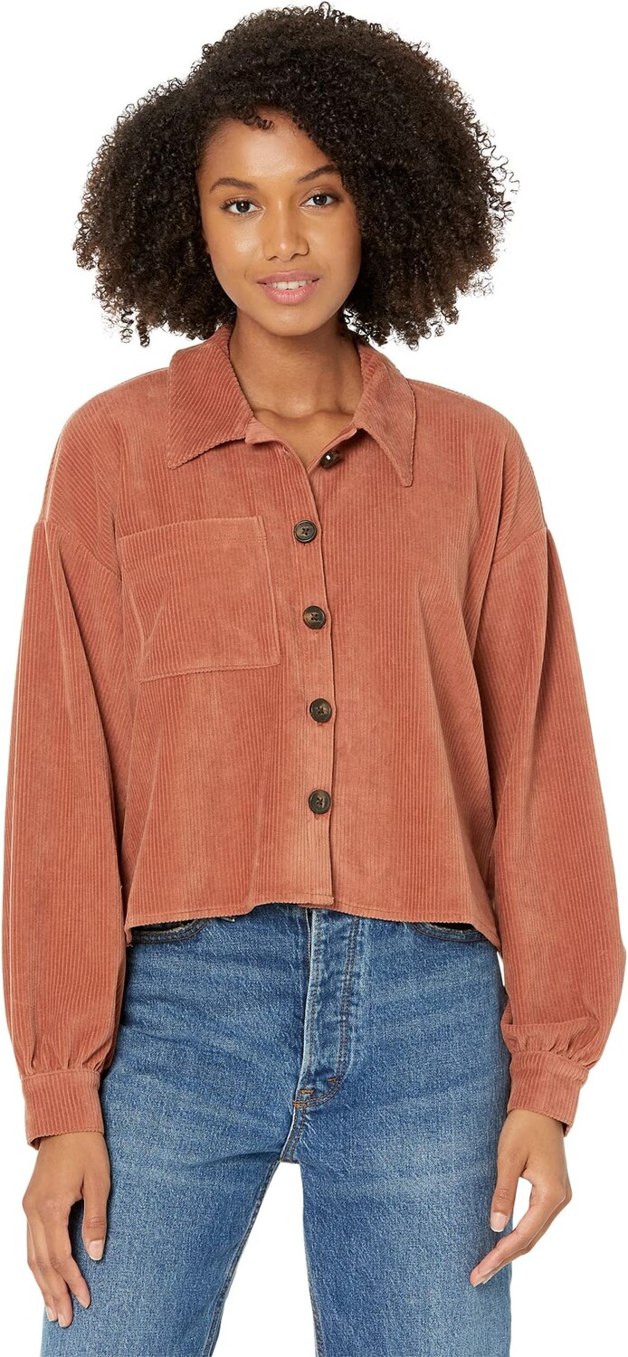 

Рубашка Madewell Knit Corduroy Crop Shirt-Jacket, цвет Warm Umber