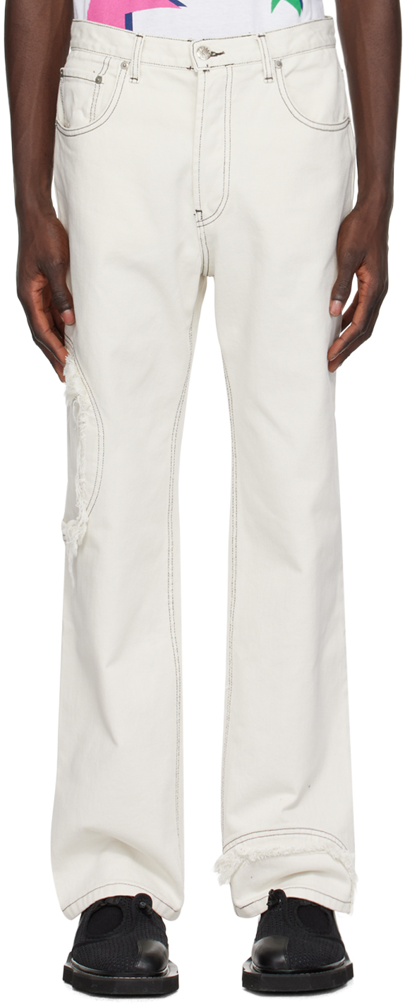 Бело-белые джинсы с круглым вырезом Edward Cuming