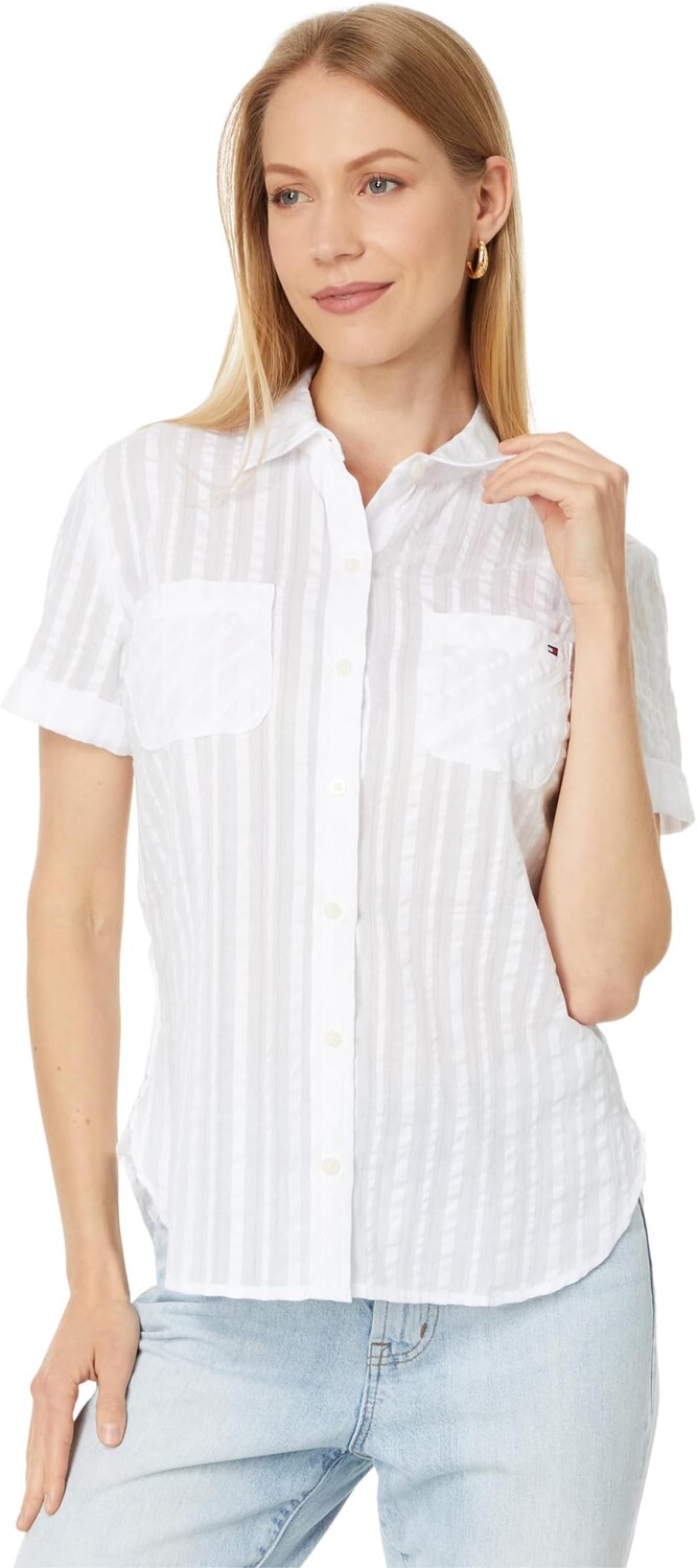 

Рубашка Tommy Hilfiger Dobby Stripe Camp Shirt, цвет Bright White
