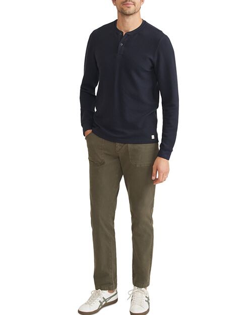 

Спортивная вафельная трикотажная футболка Henley с длинными рукавами Marine Layer, цвет Blue