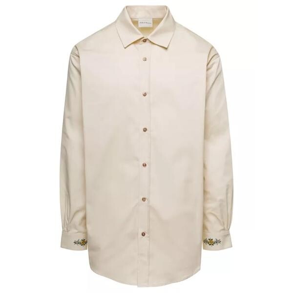 

Футболка beige shirt with drôle fleurie embroidery on cuff Drôle De Monsieur, мультиколор