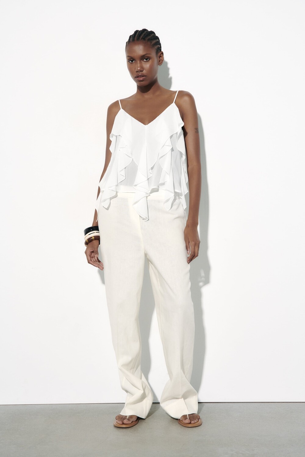 

Топ с рябями Zara, белый