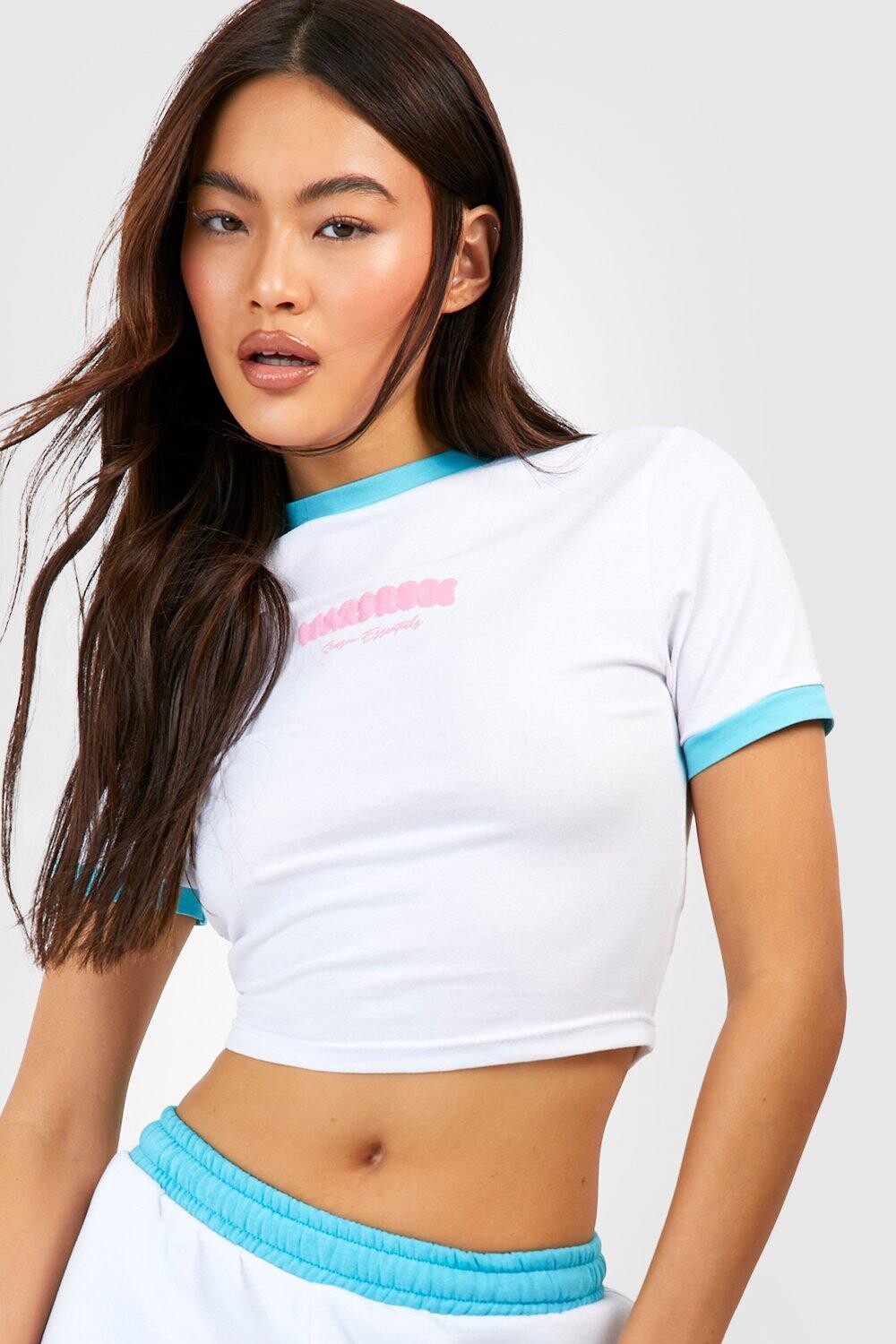 

Укороченная футболка ringer Boohoo, белый