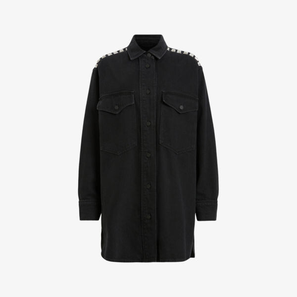 

Мини-Платье свободного кроя из денима с отделкой лилией Allsaints, черный