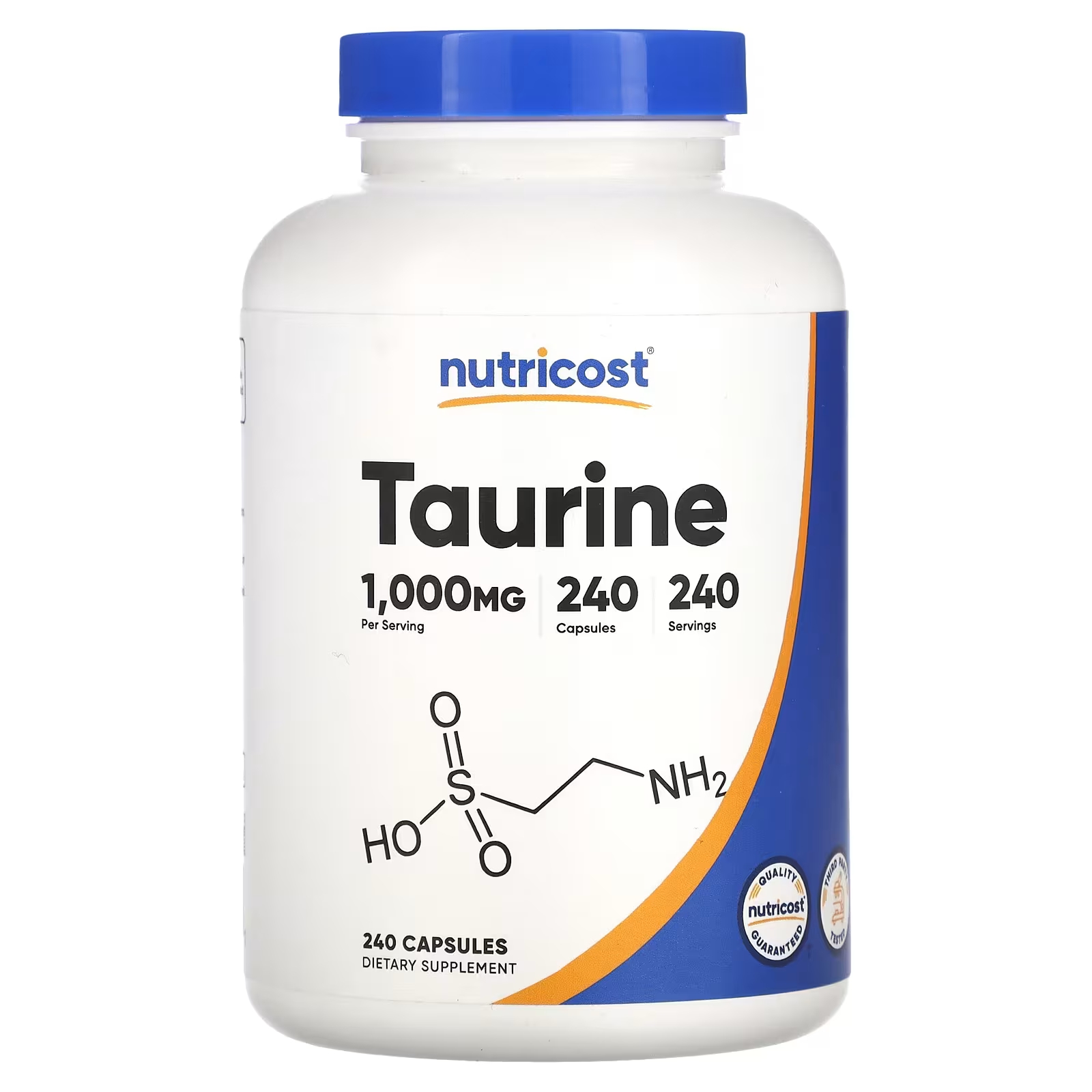 Nutricost Таурин 1000 мг 240 капсул l карнитин тартрат nutricost 1000 мг 240 капсул