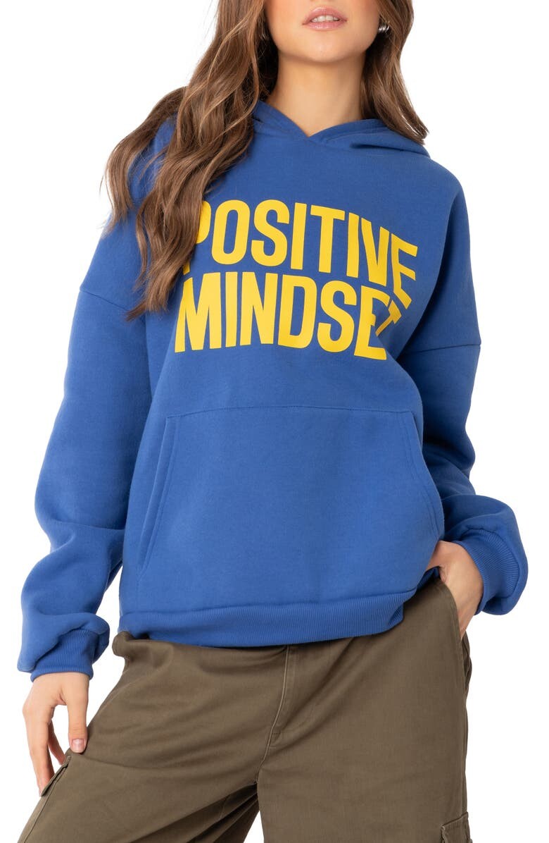 

Худи оверсайз с графикой Stay Positive EDIKTED, синий