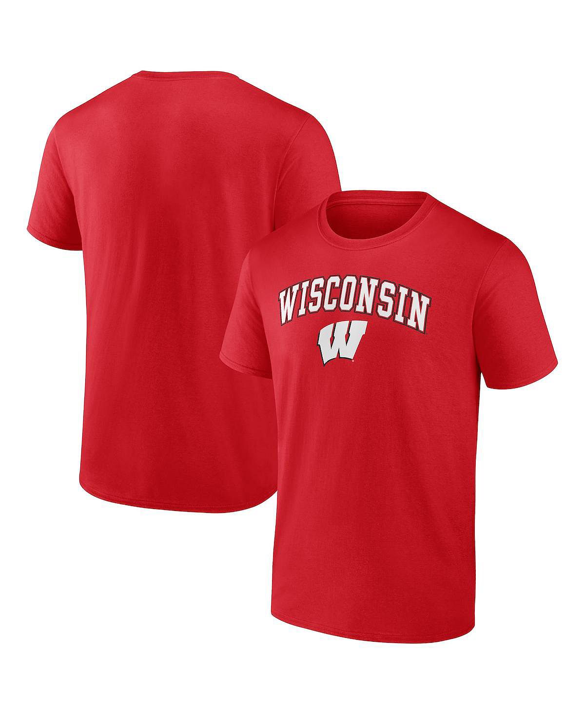 

Мужская красная футболка с логотипом Wisconsin Badgers Campus Fanatics, Красный