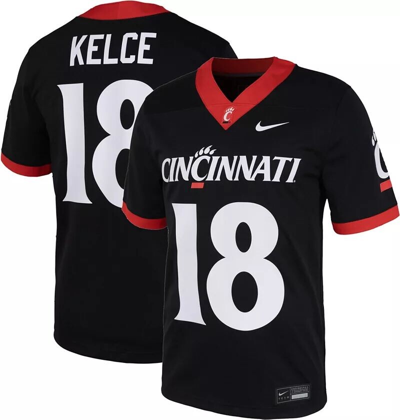 

Мужская футбольная майка Nike Cincinnati Bearcats #18, черная, Travis Kelce Replica