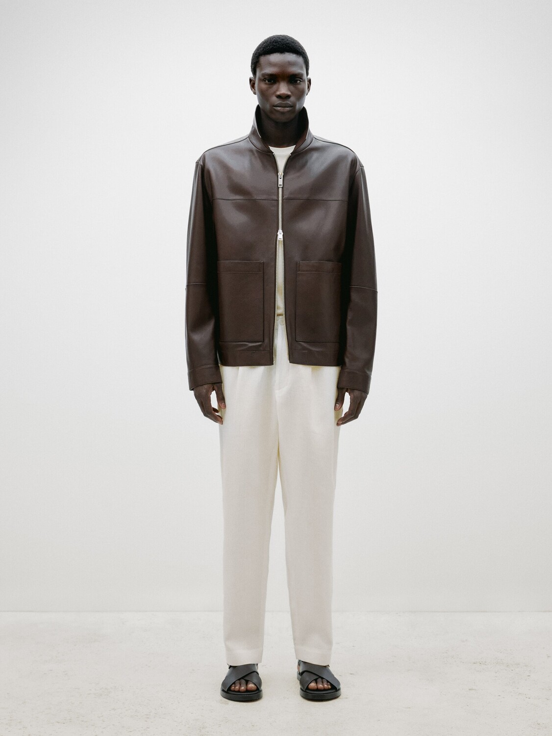 

Льняные костюмные брюки с вытачками Massimo Dutti, бежевый