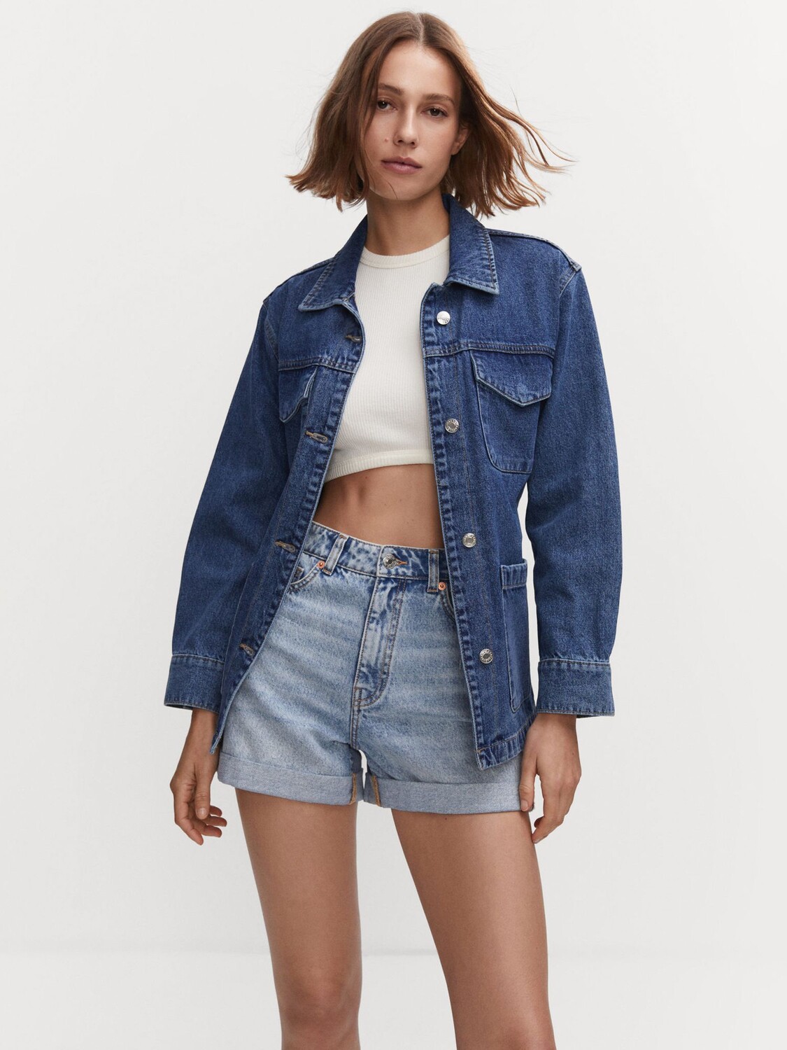 

Джинсовые шорты для мамы Mango, открытый синий