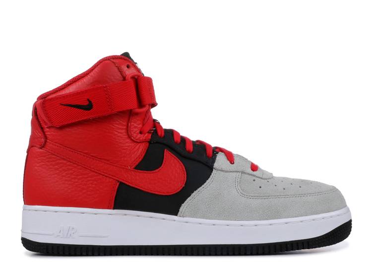 

Кроссовки Nike AIR FORCE 1 HIGH LV8 'WOLF GREY RED', серый, Серый;красный