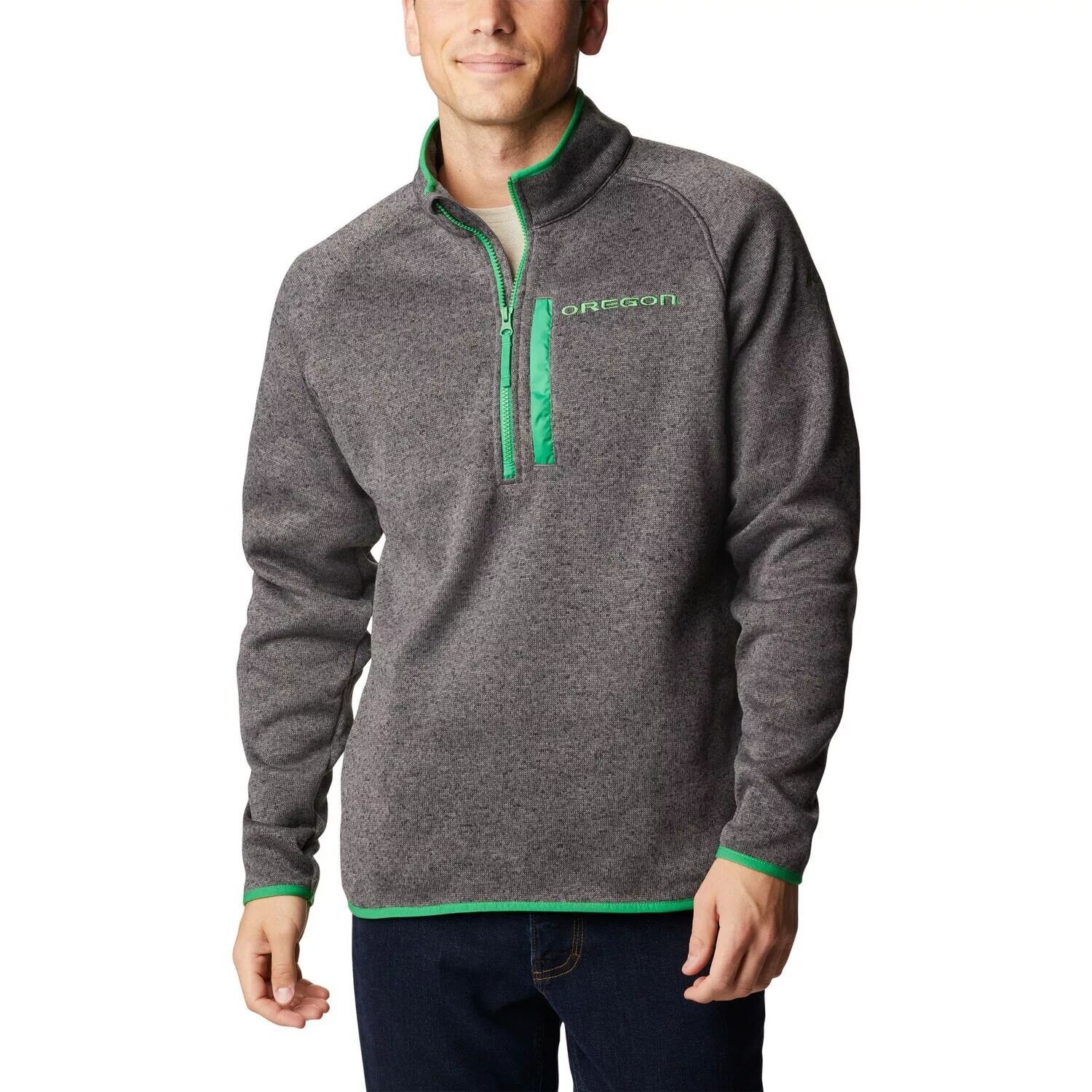 

Мужской топ с молнией до половины длины реглан Columbia Grey Oregon Ducks Canyon Point